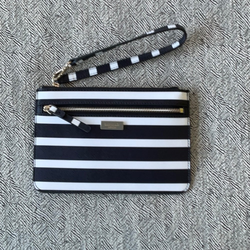 Kate Spade Black/White Striped Wristlet